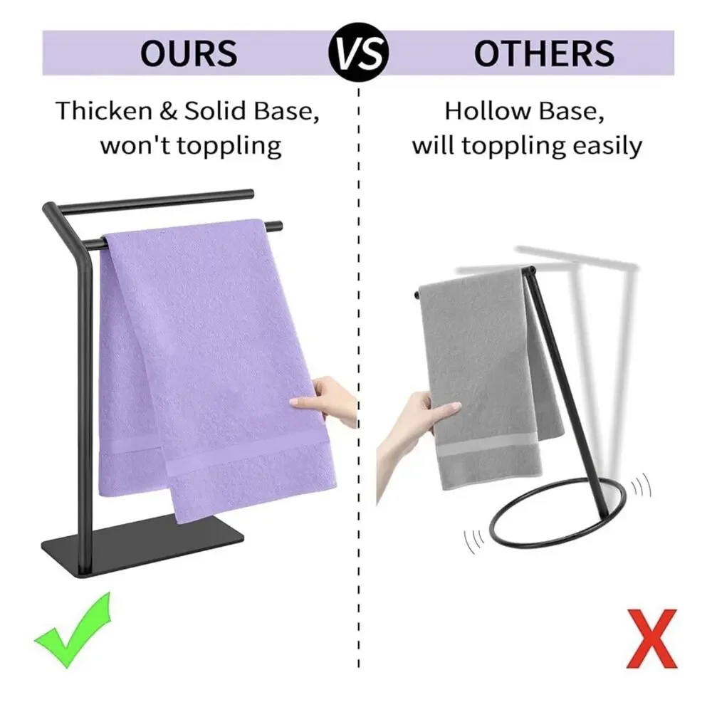 Hand Towel Stand Bathroom‎ Towel Holder Stand Countertop F-Shaped Heavy Base